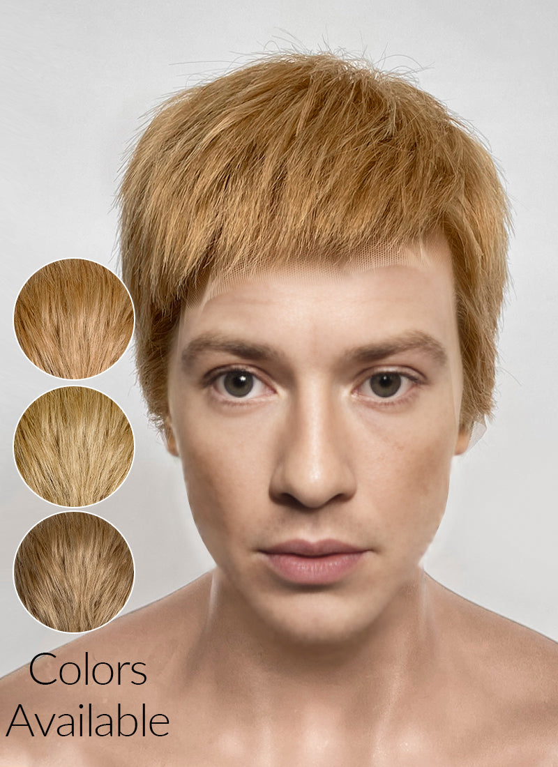 The Fantastic Four Human Torch Johnny Storm Golden Blonde Straight Yaki 13" x 6" Lace Top Synthetic Men's Wig LF8071