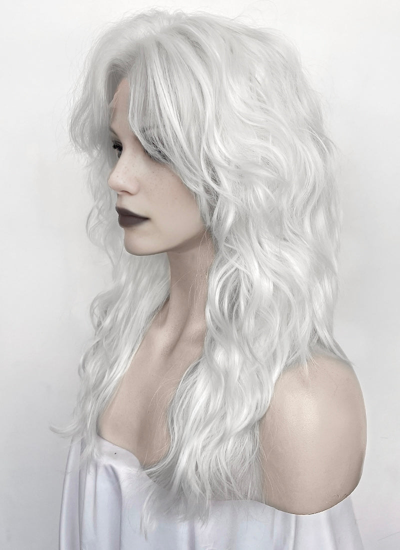 White Wavy Mullet Lace Front Synthetic Wig LF8076