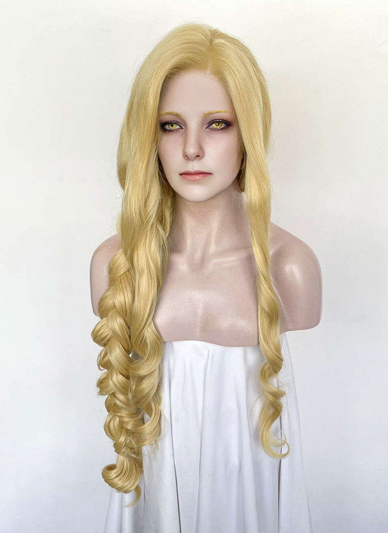 Elden Ring Queen Marika Golden Blonde Wavy Lace Front Synthetic Hair Wig LN6043
