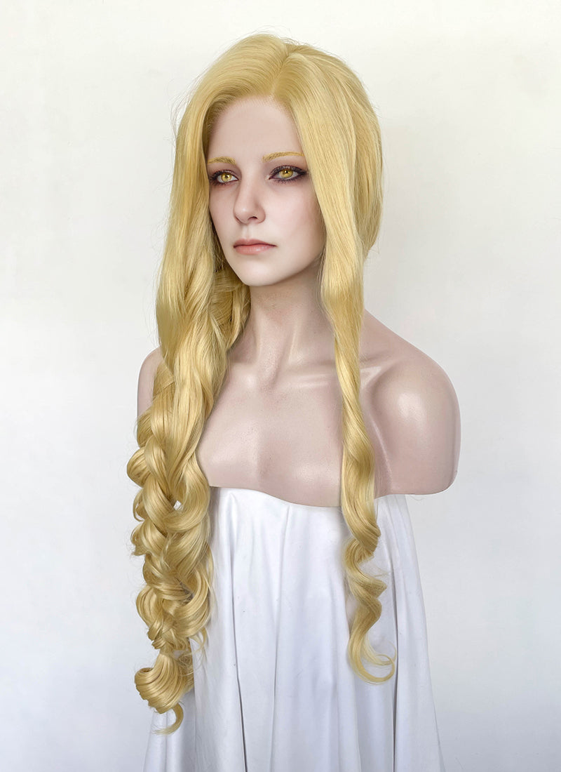 Elden Ring Queen Marika Golden Blonde Wavy Lace Front Synthetic Hair Wig LN6043