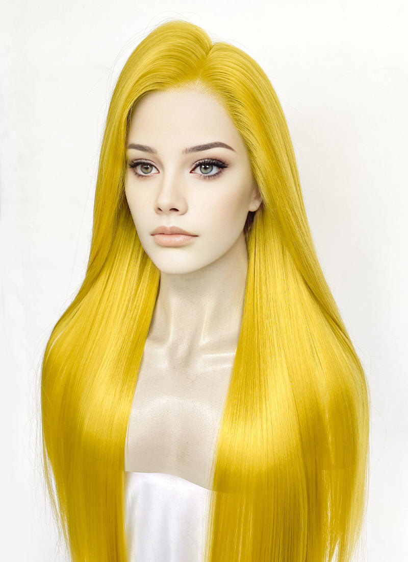 Yellow Straight Lace Front Synthetic Wig LW4057