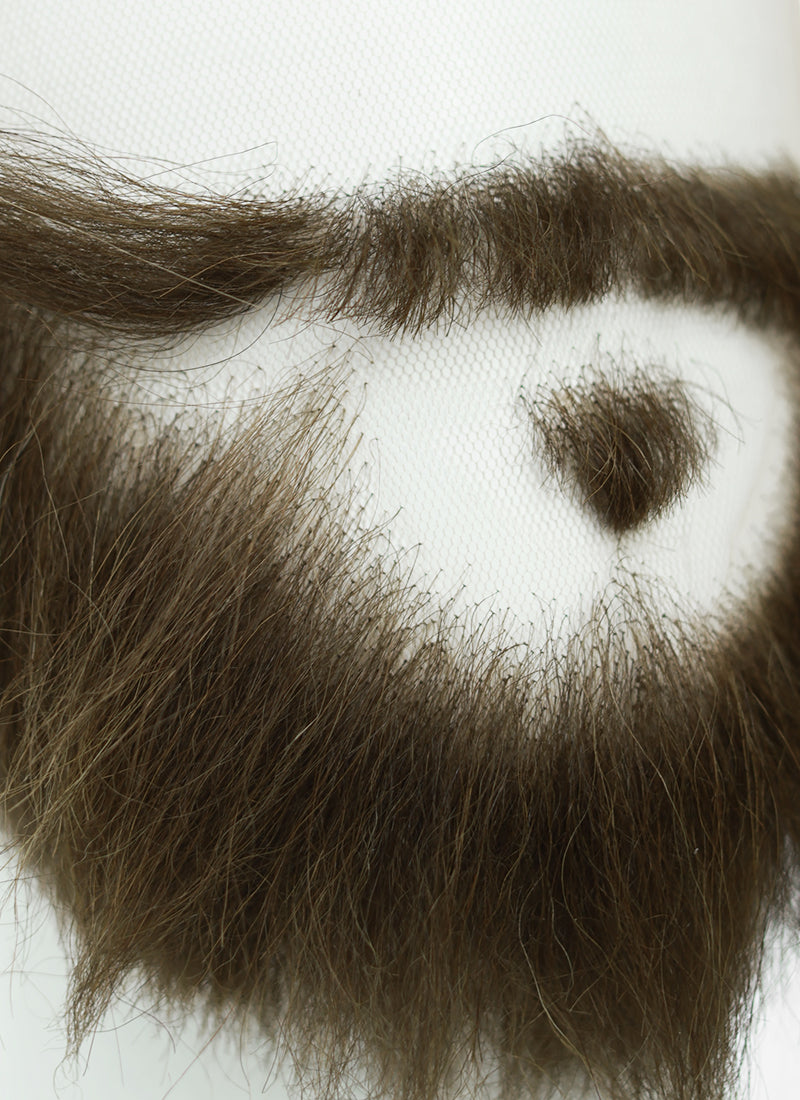 Overwatch Cole Cassidy Handmade HD Lace Realistic Ash Brown Full Beard and Moustache Facial Hair Set MB013