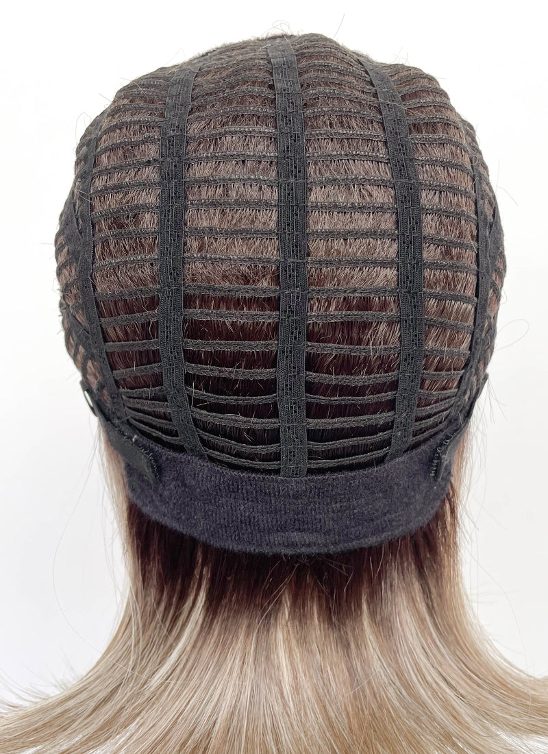 Balayage Blonde With Dark Roots Straight Mono Top Bob Lace Wig MN005