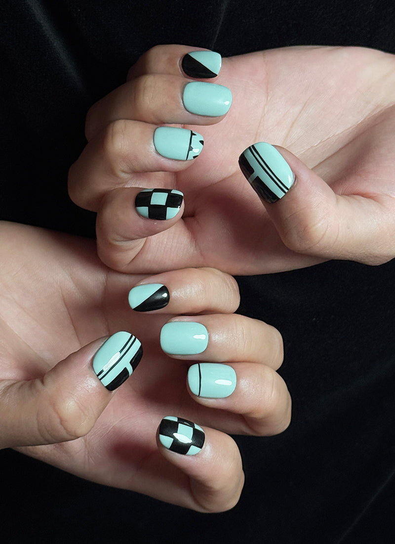 KPop Demon Hunters Saja Boys Baby Inspired Green Square Handmade Press-On Nails NF096