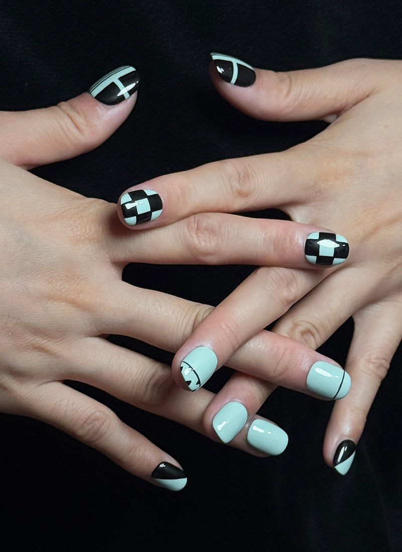 KPop Demon Hunters Saja Boys Baby Inspired Green Square Handmade Press-On Nails NF096