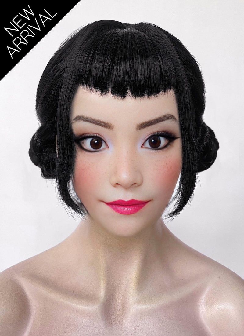KPop Demon Hunters Zoey Jet Black Braided Synthetic Hair Wig NS2002