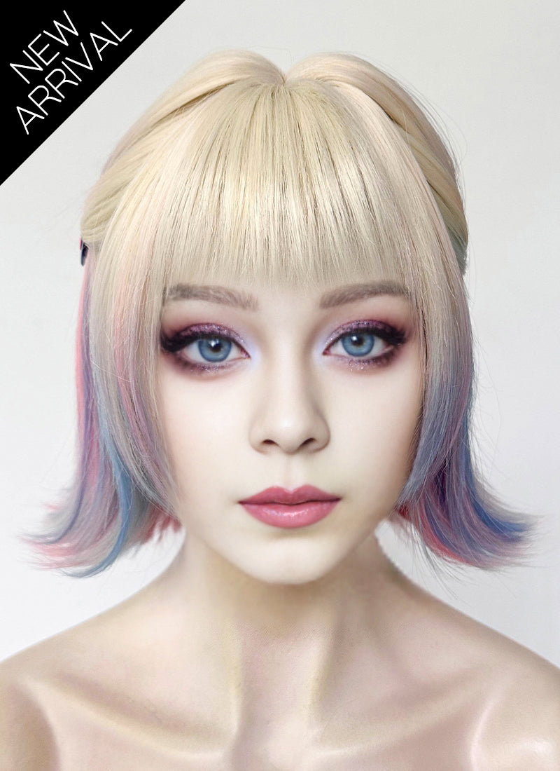 Wednesday Enid Sinclair Blonde Pink Blue Ombre Synthetic Wig TB1768A