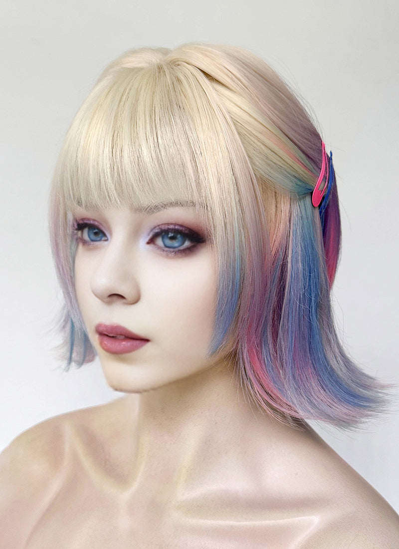 Wednesday Enid Sinclair Blonde Pink Blue Ombre Synthetic Wig TB1768A