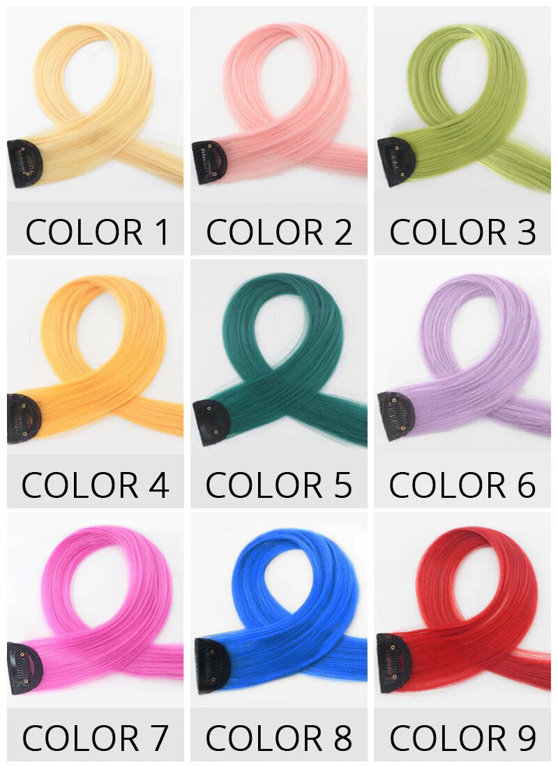 24" Heat Resistant Synthetic Clip-On Hair Streaks (3 Pairs)