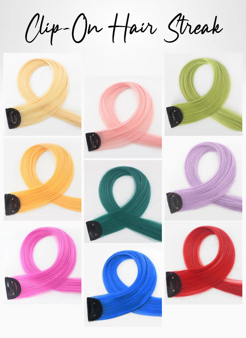 24" Heat Resistant Synthetic Clip-On Hair Streaks (3 Pairs)