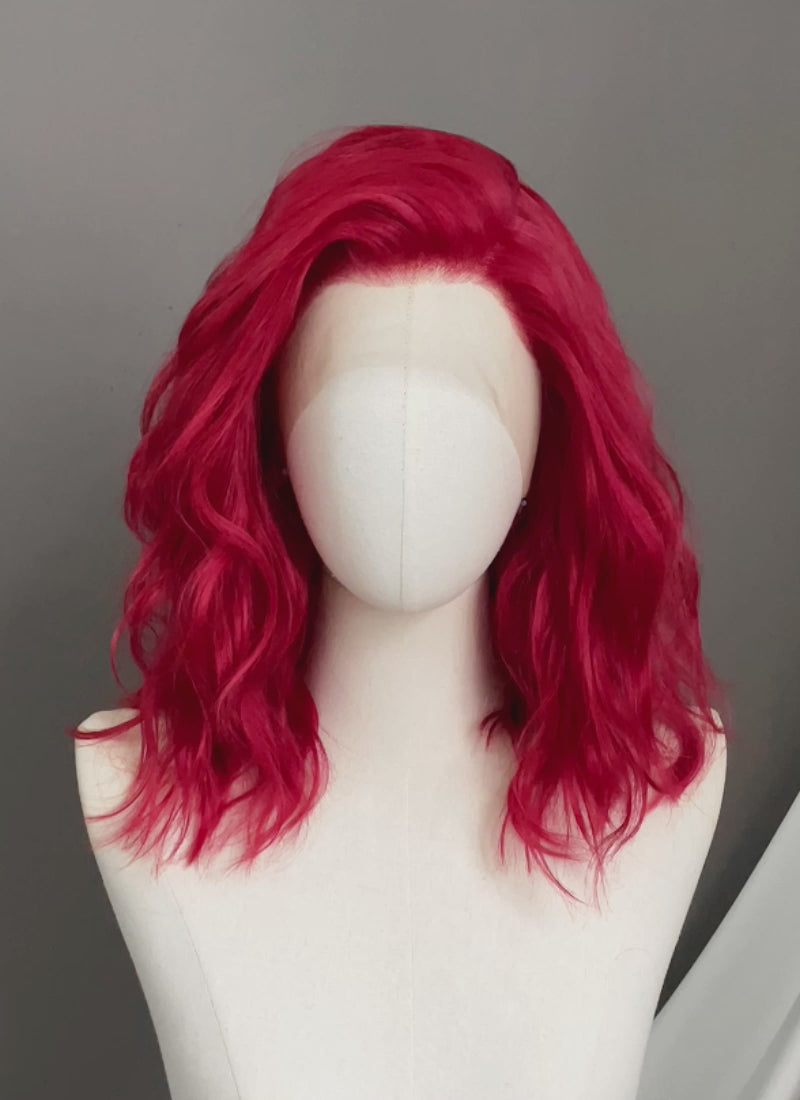 Red Wavy Lace Front Synthetic Hair Wig LF6115