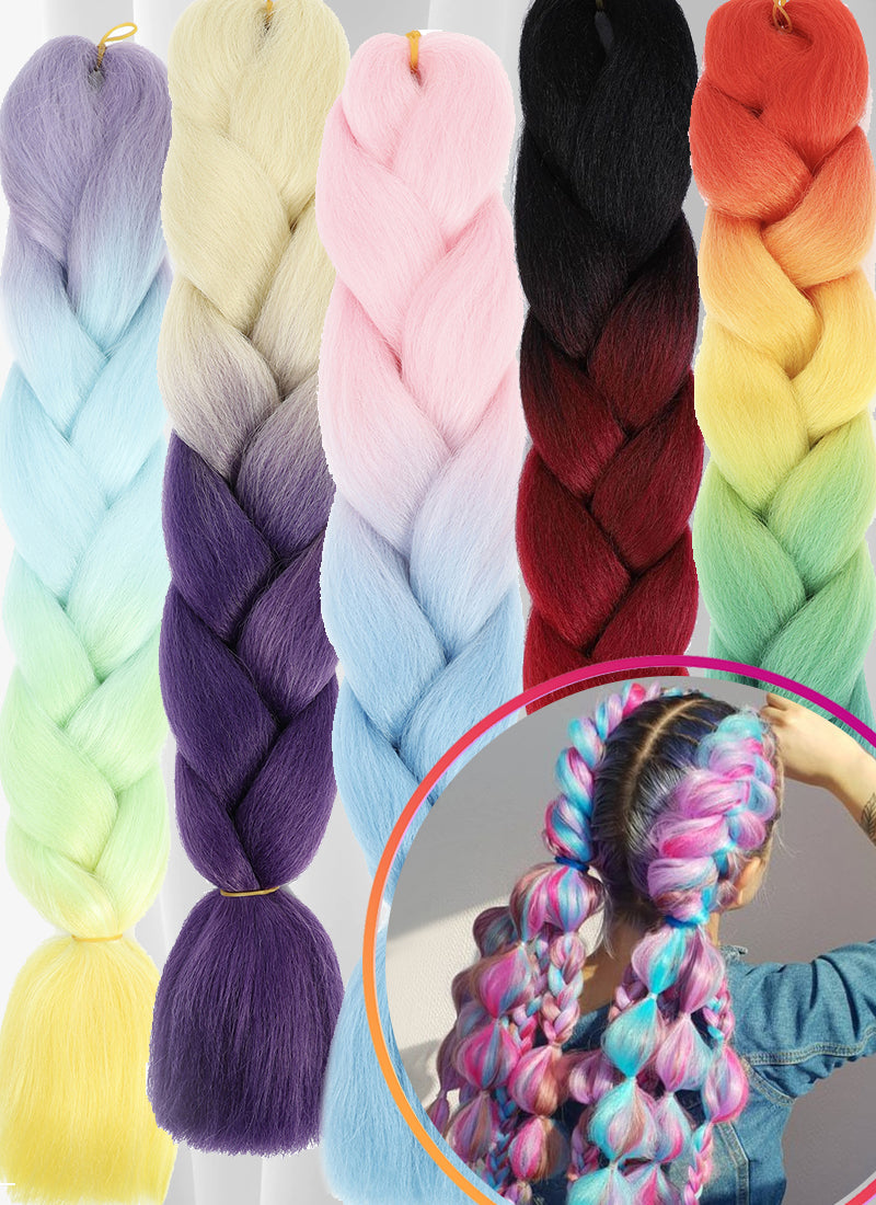 24 Festival Jumbo Braiding Synthetic Hair Extensions Ombre Colors