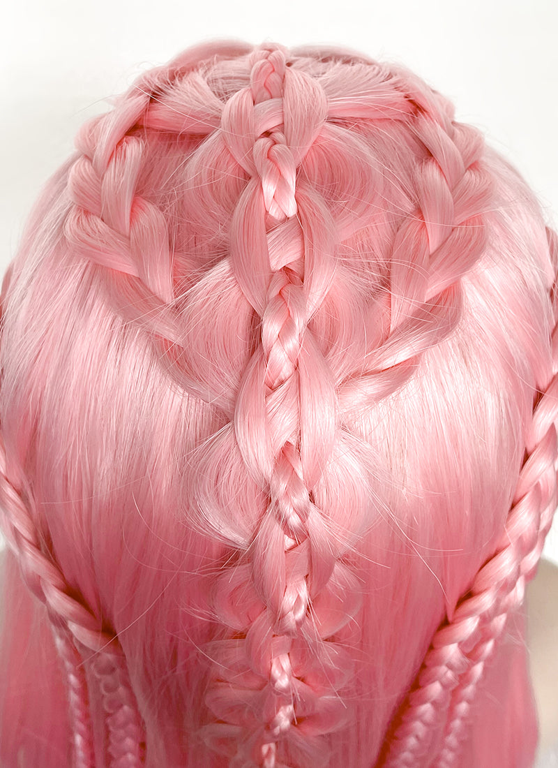 Pastel Pink Braided Lace Front Synthetic Wig LF2142