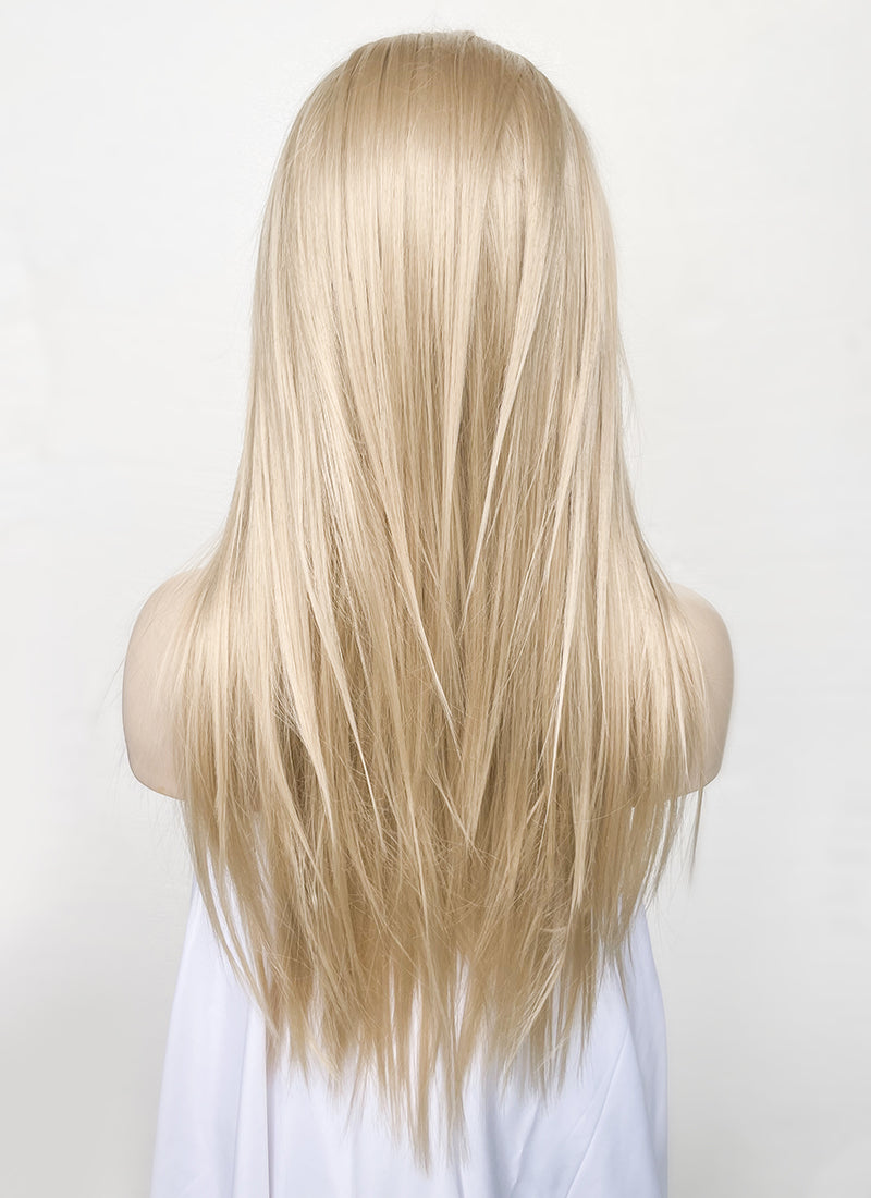 Ash Blonde Straight Layered Hush Cut Lace Front Synthetic Wig LFK5536A