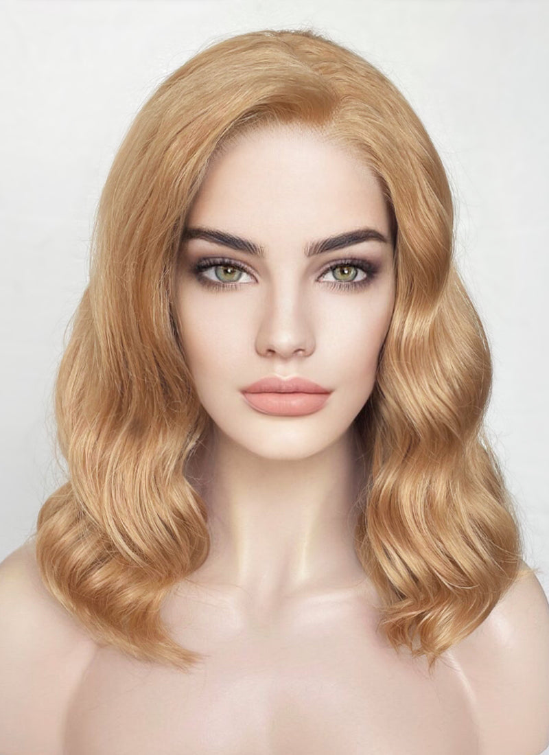Golden Blonde Wavy Bob Lace Front Synthetic Wig LF1266