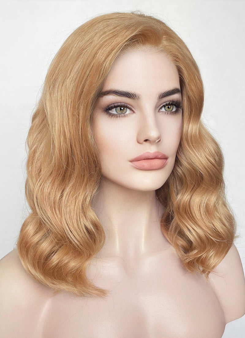Golden Blonde Wavy Bob Lace Front Synthetic Wig LF1266
