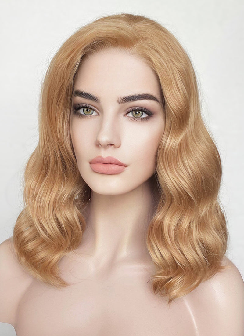 Golden Blonde Wavy Bob Lace Front Synthetic Wig LF1266