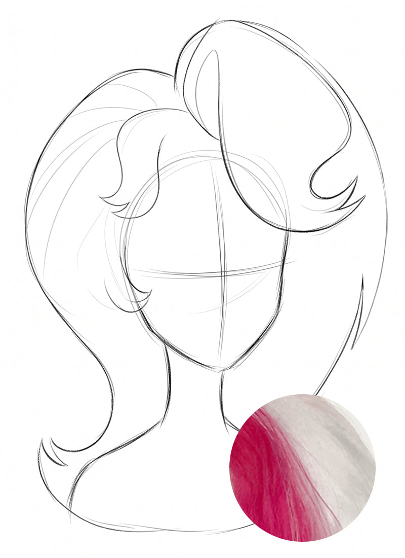 [Confirmed] White Mixed Pink Lace Front Wig For Cosplay as Angel Dust from Hazbin Hotel CMS040