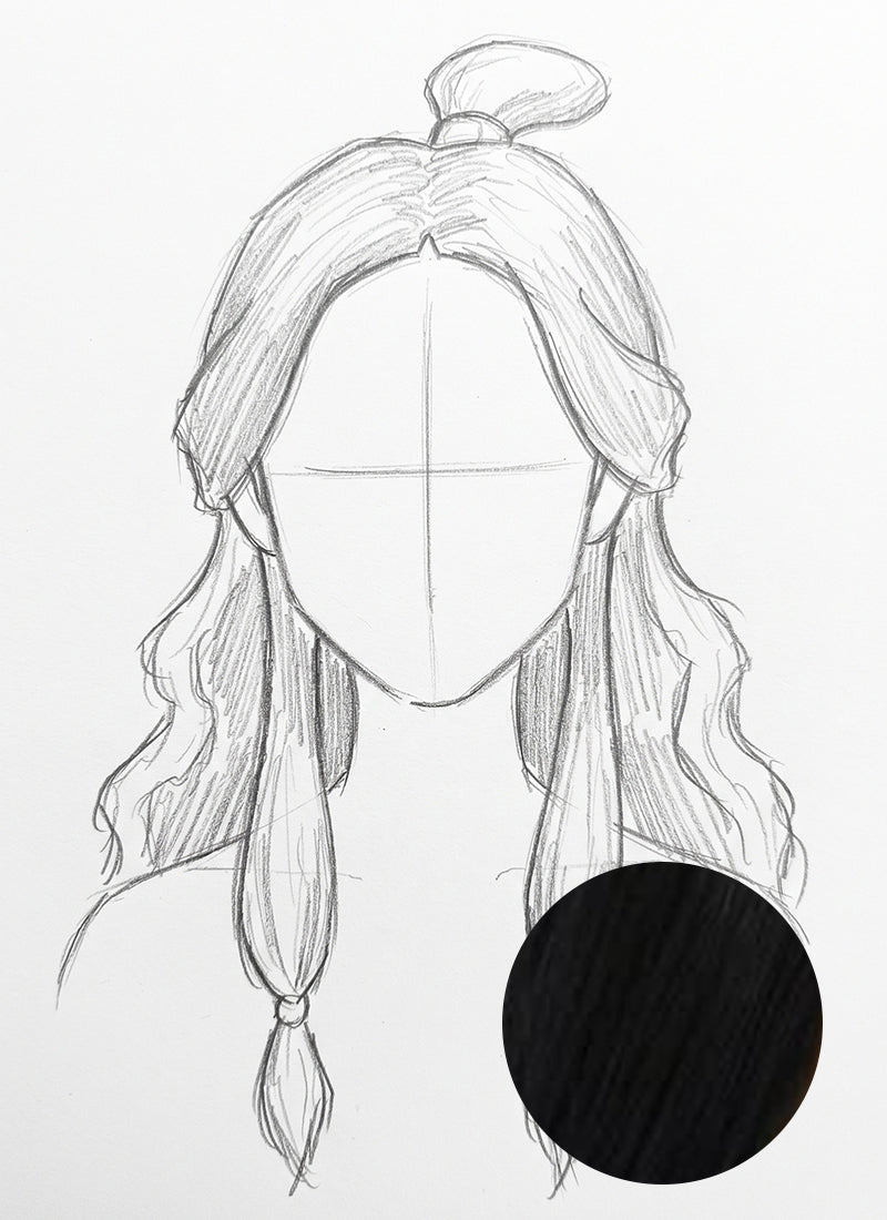 Black Lace Front Wig For Cosplay as Katara (Fire Nation) from Avatar The Last Airbender CMS073