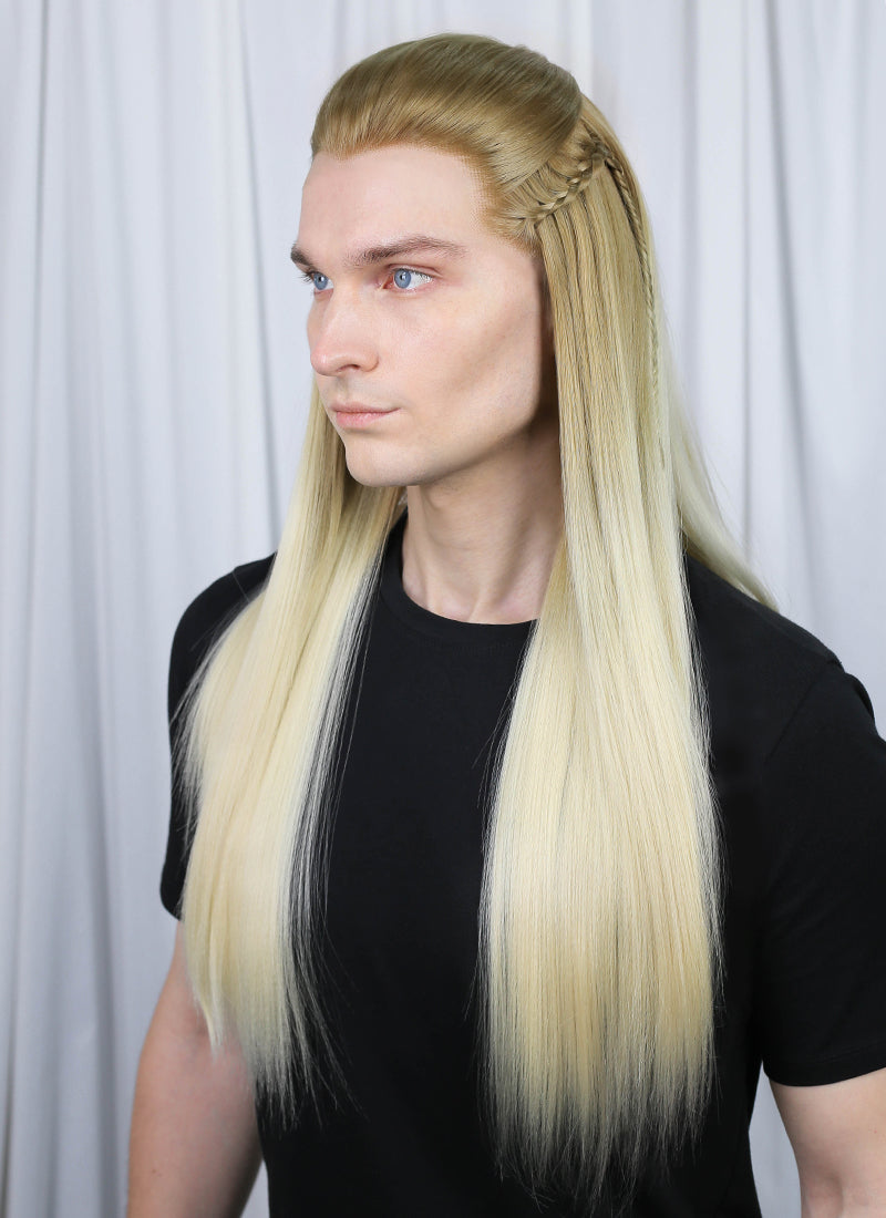The lord of the rings The Hobbit Legolas Two Tone Blonde Braided Lace Front Synthetic Men's Wig LF2200