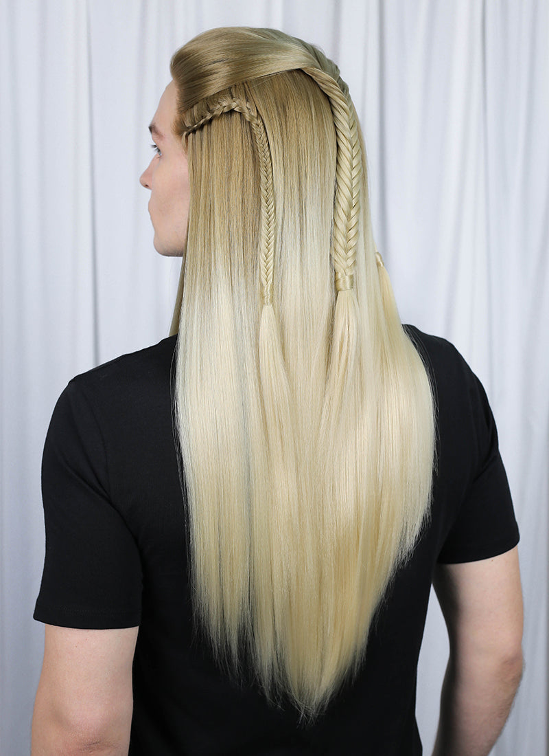 The lord of the rings The Hobbit Legolas Two Tone Blonde Braided Lace Front Synthetic Men's Wig LF2200
