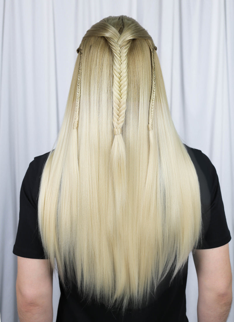 The lord of the rings The Hobbit Legolas Two Tone Blonde Braided Lace Front Synthetic Men's Wig LF2200