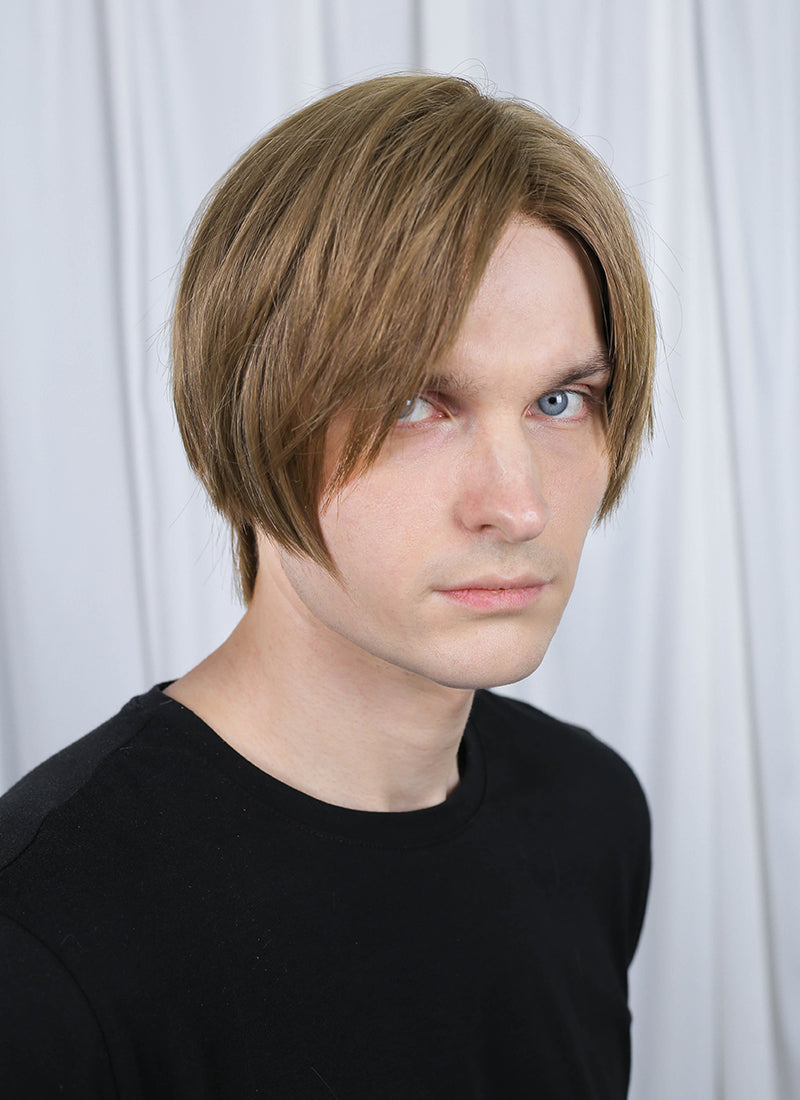 Resident Evil 4 Leon S. Kennedy Brunette Blonde Straight Lace Front Kanekalon Synthetic Men's Wig LF6009