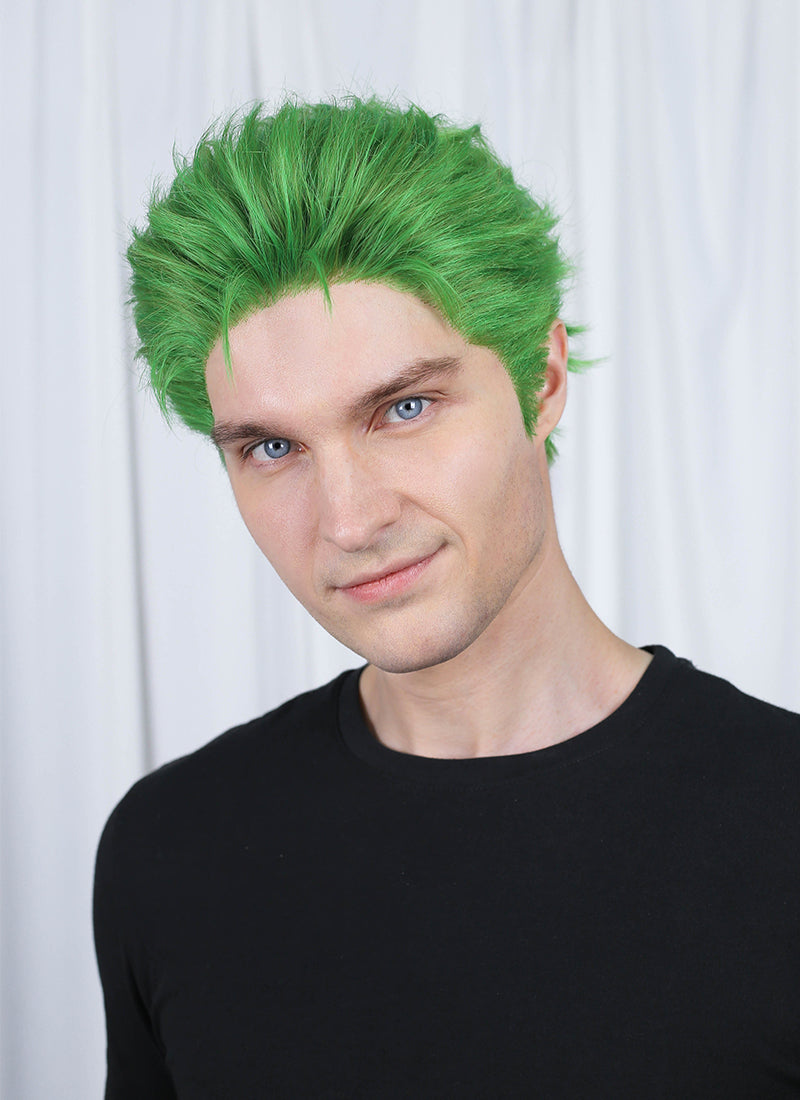 One Piece Roronoa Zoro Green Wavy Lace Front Synthetic Men's Wig LF6044