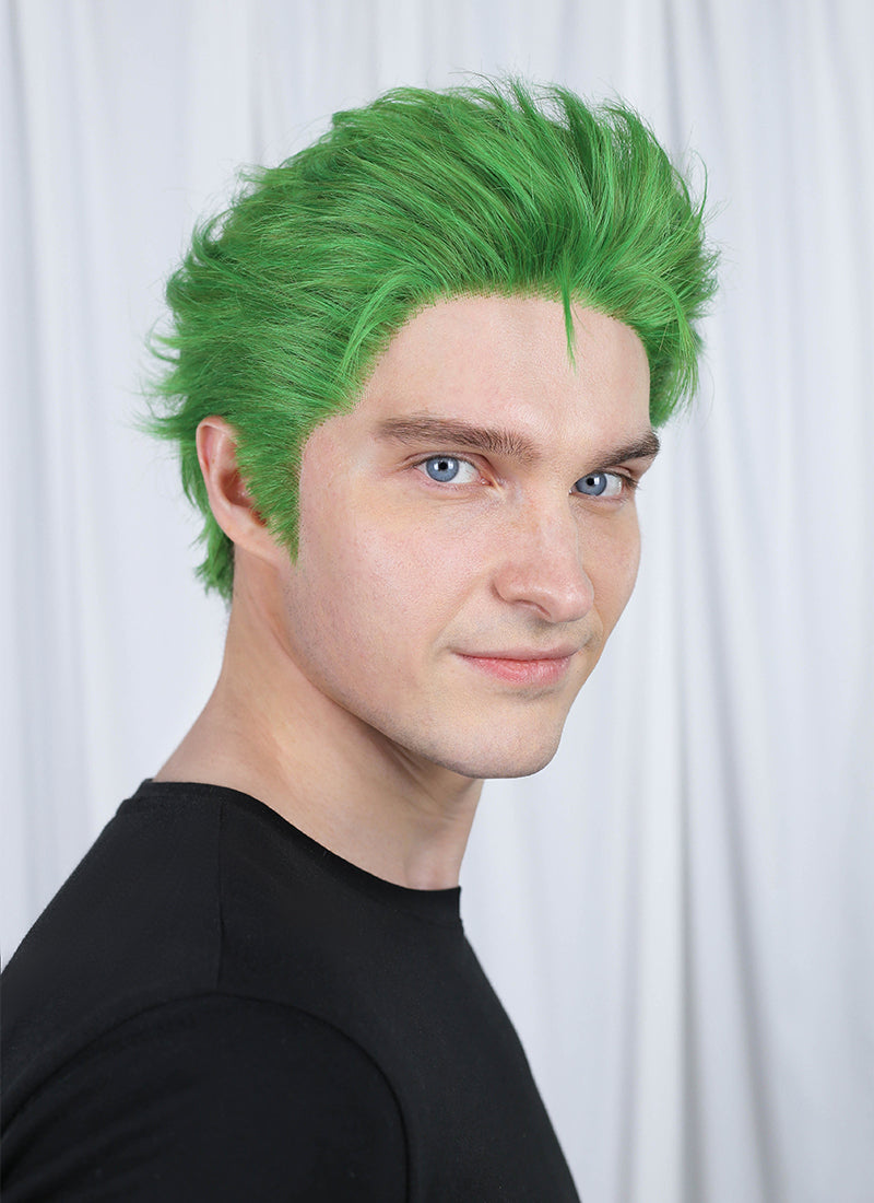 One Piece Roronoa Zoro Green Wavy Lace Front Synthetic Men's Wig LF6044