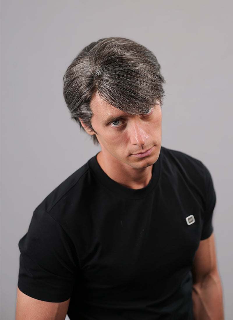 Straight Mixed Brown Lace Front Synthetic Men's Wig NM028