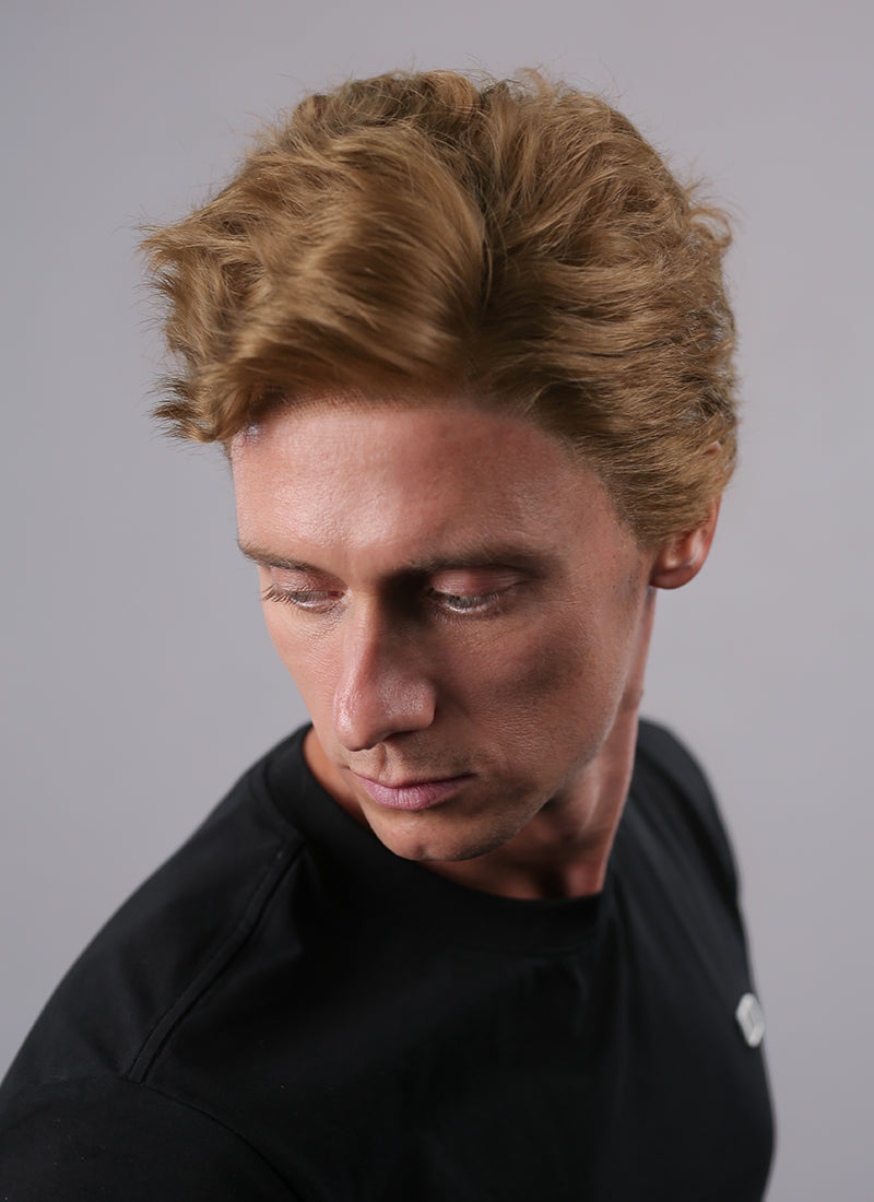 Brown Wavy Lace Front Synthetic Hair Men's Wig NM031