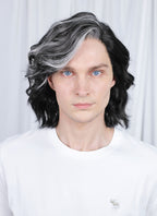 Clair Obscur: Expedition 33 Verso Black Mixed Silver Grey Wavy Lace Front Synthetic Men's Wig LF8067