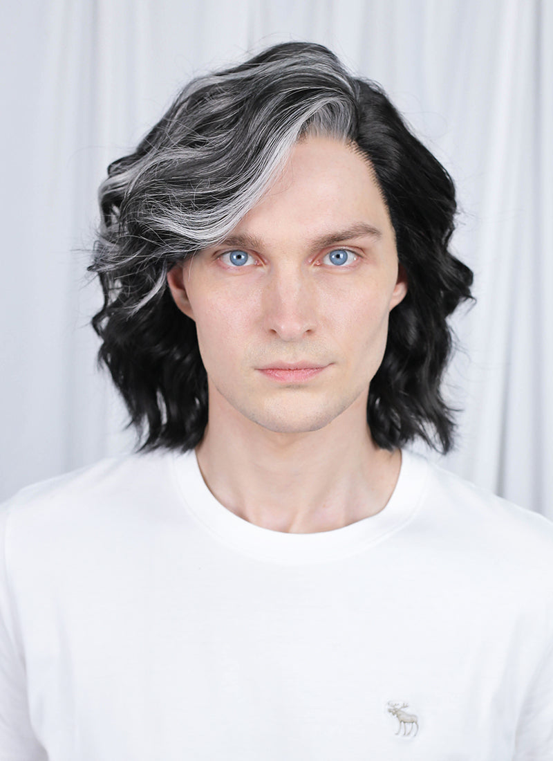 Clair Obscur: Expedition 33 Verso Black Mixed Silver Grey Wavy Lace Front Synthetic Men's Wig LF8067