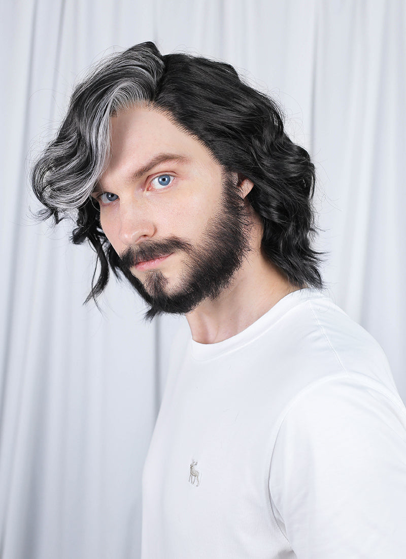 Clair Obscur: Expedition 33 Verso Black Mixed Silver Grey Wavy Lace Front Synthetic Men's Wig LF8067