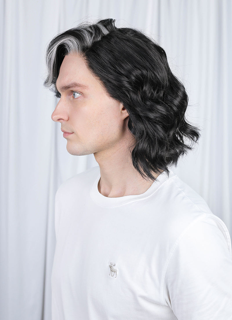 Clair Obscur: Expedition 33 Verso Black Mixed Silver Grey Wavy Lace Front Synthetic Men's Wig LF8067