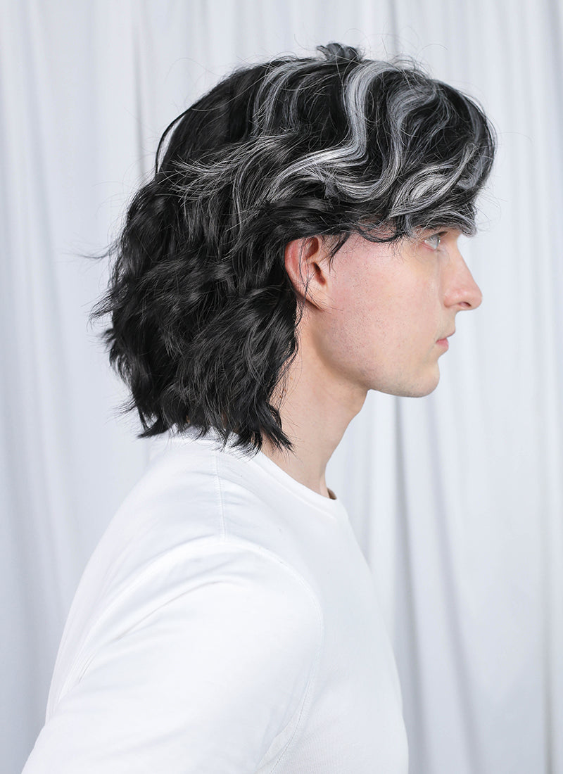 Clair Obscur: Expedition 33 Verso Black Mixed Silver Grey Wavy Lace Front Synthetic Men's Wig LF8067