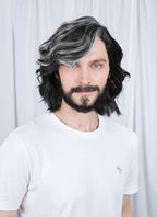 Clair Obscur: Expedition 33 Verso Black Mixed Silver Grey Wavy Lace Front Synthetic Men's Wig LF8067