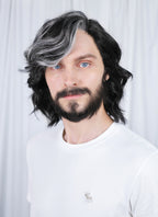 Clair Obscur: Expedition 33 Verso Black Mixed Silver Grey Wavy Lace Front Synthetic Men's Wig LF8067