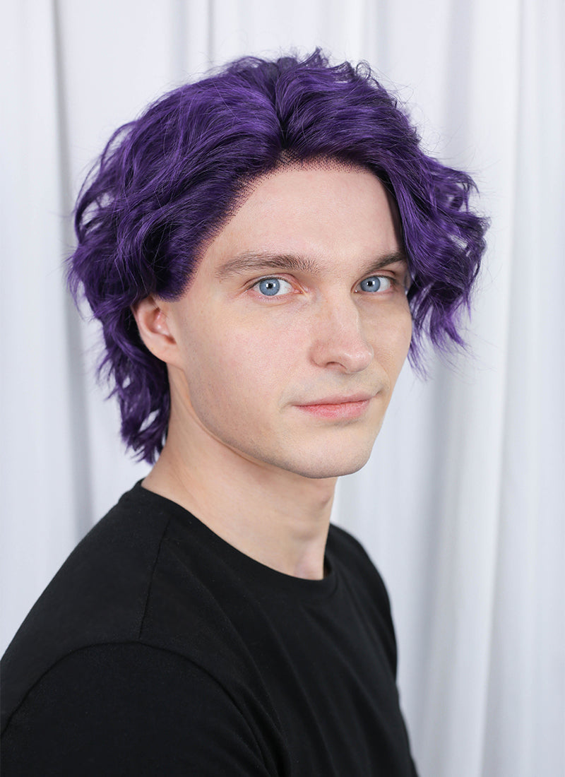 Critical Role The Mighty Nein Mollymauk Tealeaf Purple Wavy Lace Front Synthetic Men's Wig LF8094