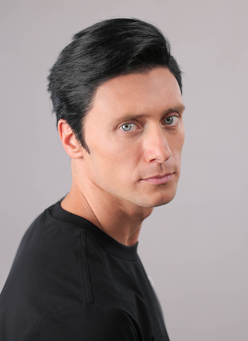 Black Straight Lace Front Synthetic Men's Wig NM035