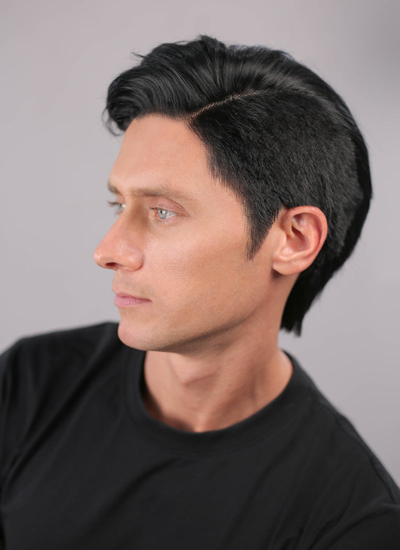 Black Straight Lace Front Synthetic Men's Wig NM035