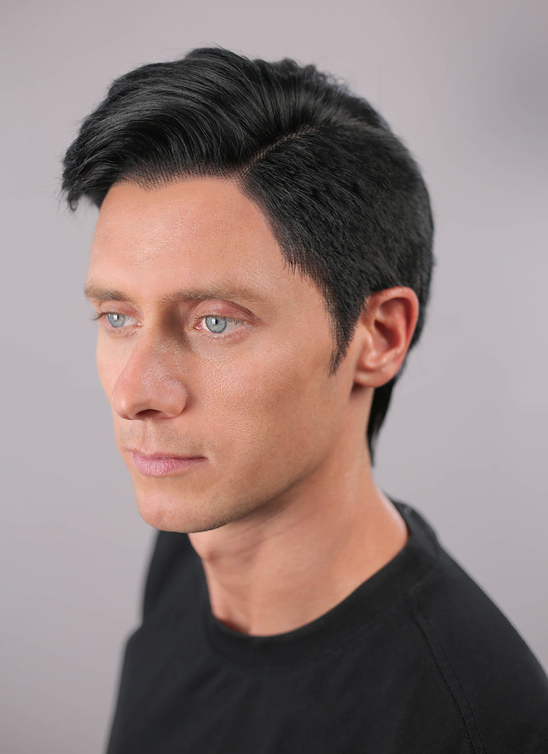 Black Straight Lace Front Synthetic Men's Wig NM035