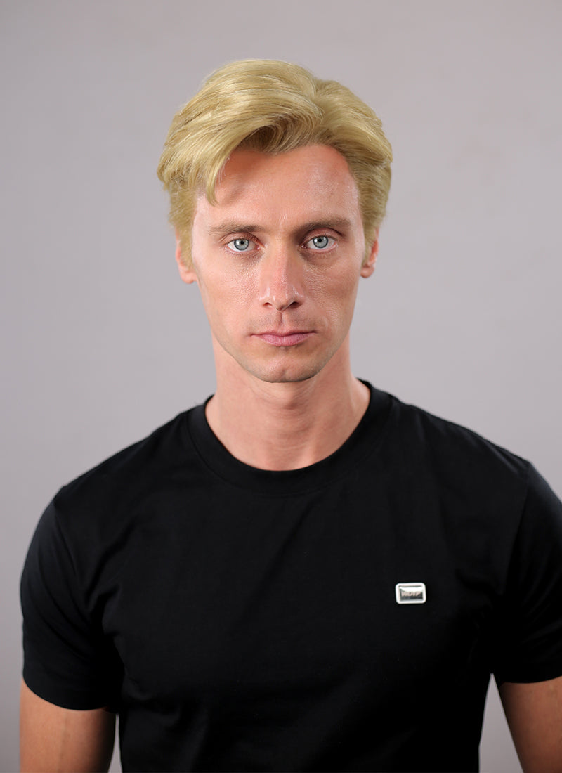 Mixed Blonde Straight Lace Front Synthetic Men's Wig NM034