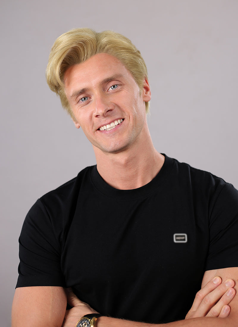 Mixed Blonde Straight Lace Front Synthetic Men's Wig NM034