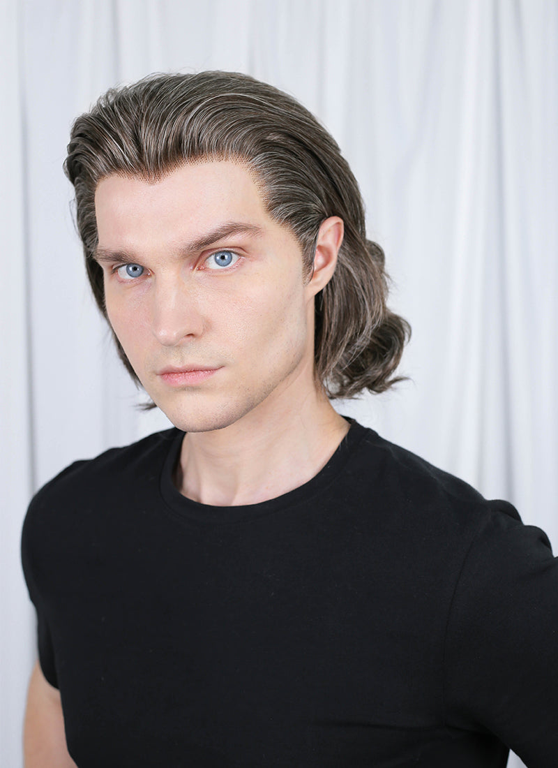 Mixed Brown Wavy Lace Front Synthetic Men's Hair Wig LFK5562