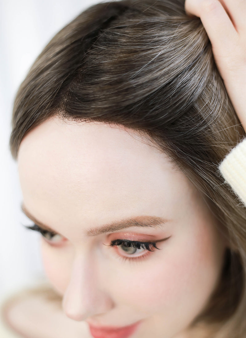 Balayage Blonde With Dark Roots Straight Mono Top Bob Lace Wig MN005