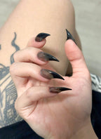 3D Wolf Claw Grey Ombre Oval Handmade Press-On Nails NF056