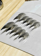 3D Wolf Claw Grey Ombre Oval Handmade Press-On Nails NF056
