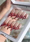 Nude-to-Wine Ombre Cat Claw Sultry Oval Handmade Press-On Nails NF059