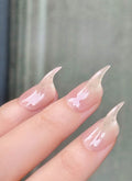 Hyper-Realistic Cat Claw Nude Pink With Iridescent Tip Cute Oval Handmade Press-On Nails NF060